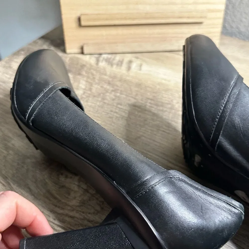 Tsubo Black Women’s 8.5 Leather Pumps Round Toe Slip On Shoes